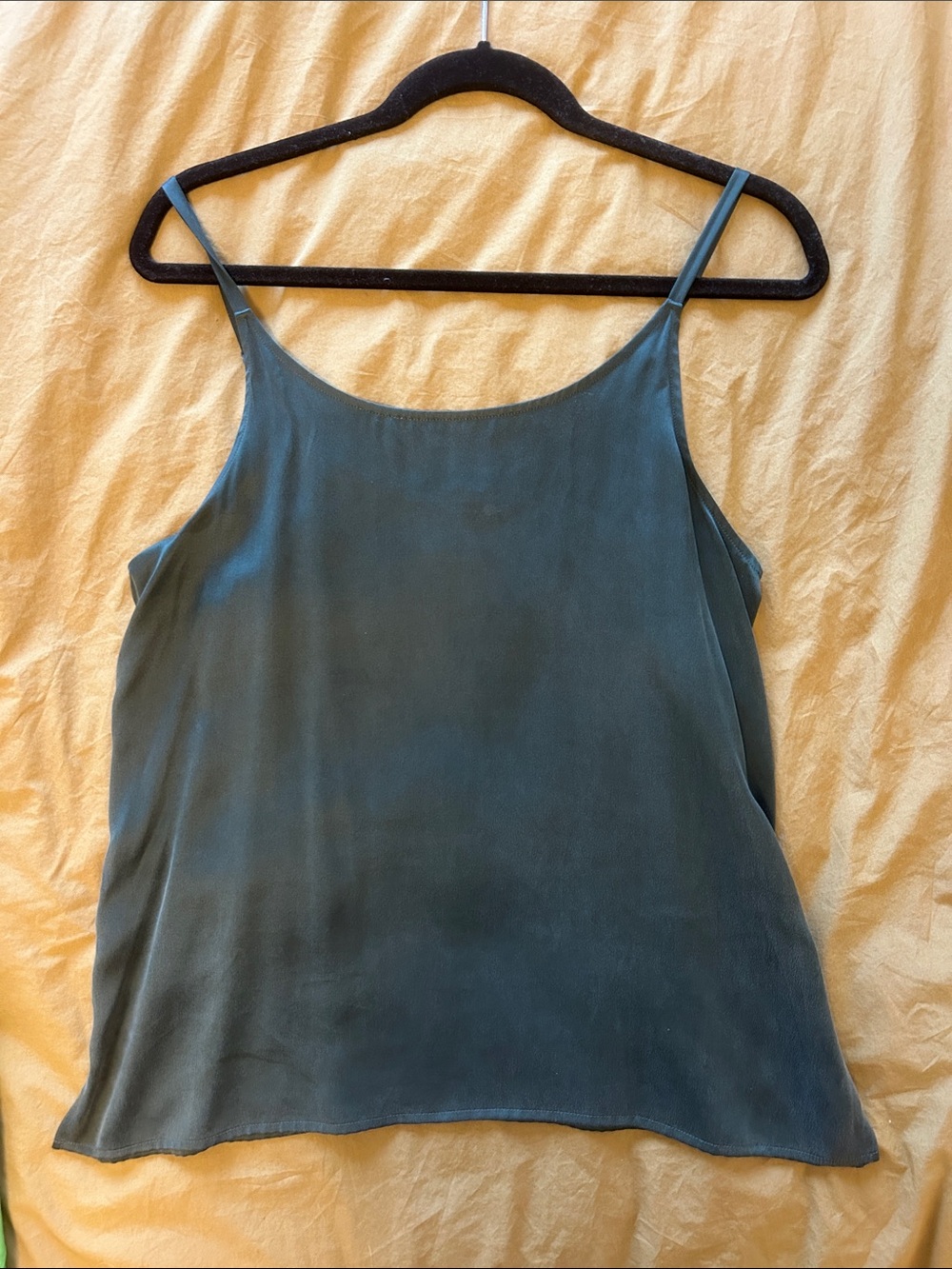 Eileen Fisher Dark Green Satin-Spun Camisole XS